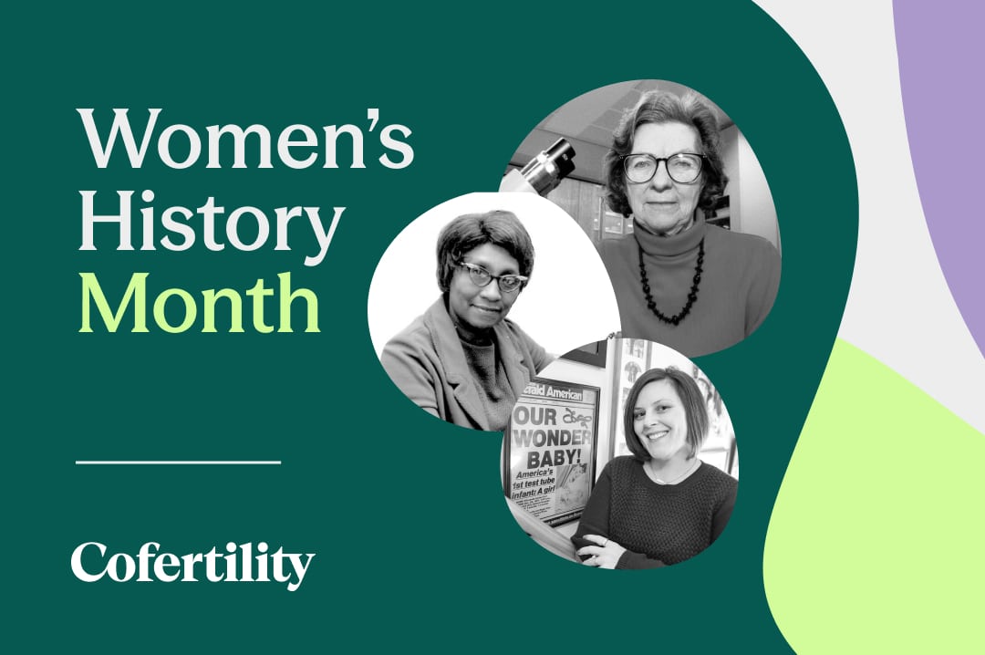 A graphic of famous women in fertility to women's history month