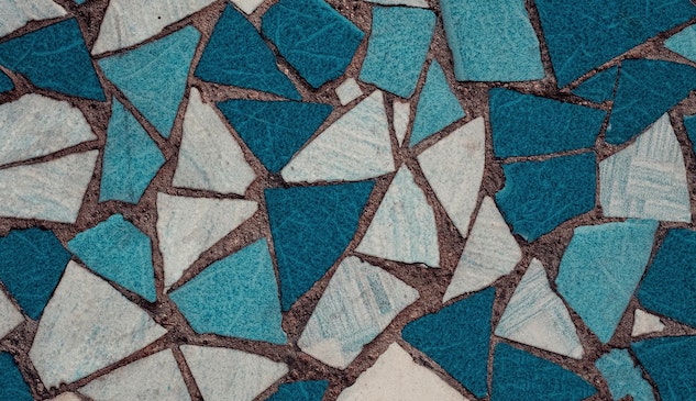 Tiles in shades of blue.