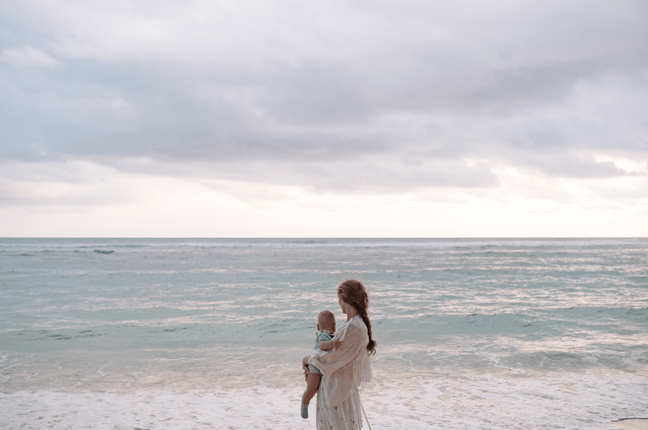 Woman holding a child