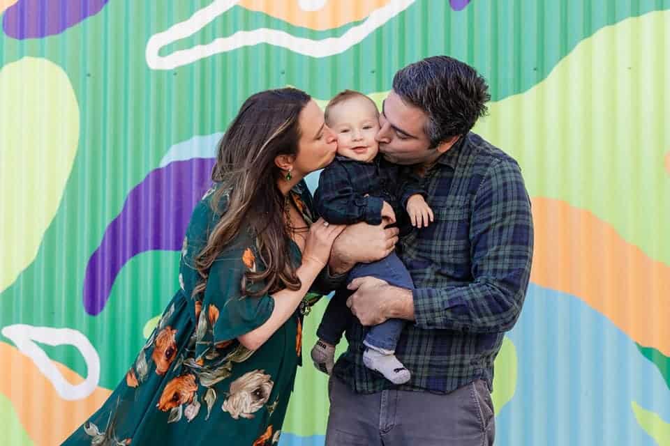 Amanda Troxler with her husband and child