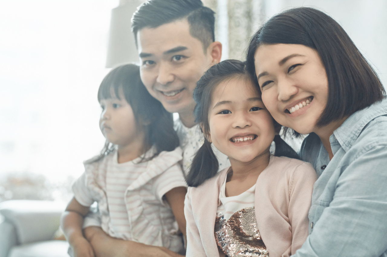 Parents with two children