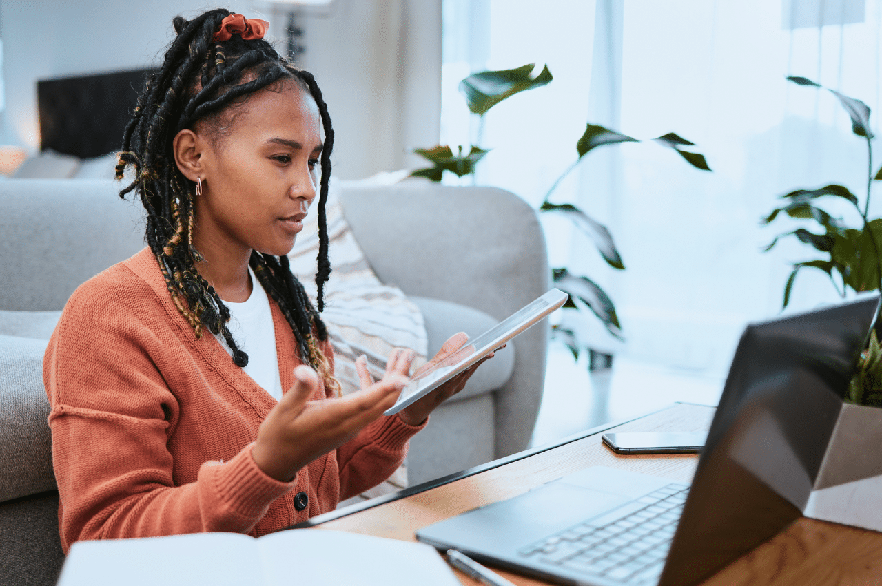 Woman sitting on the floor