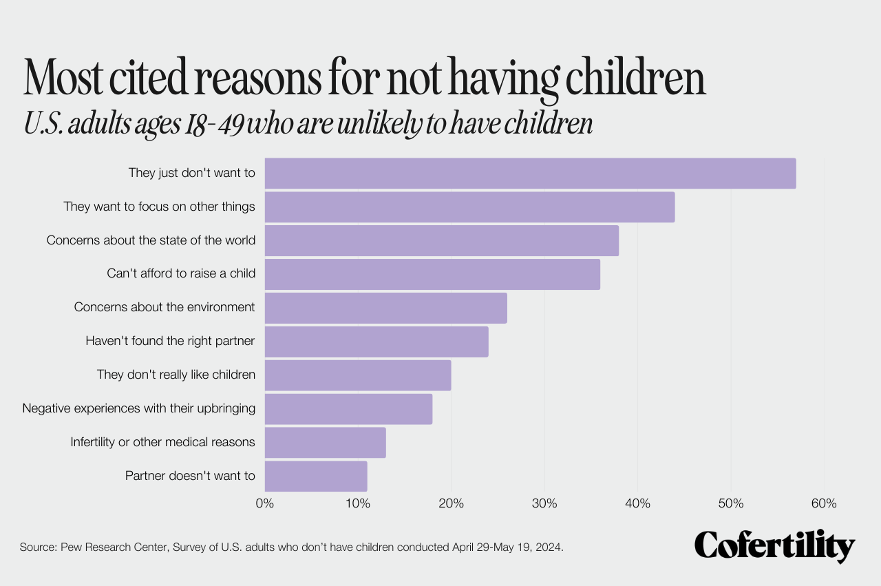 Graph of the most cited reasons for not having children