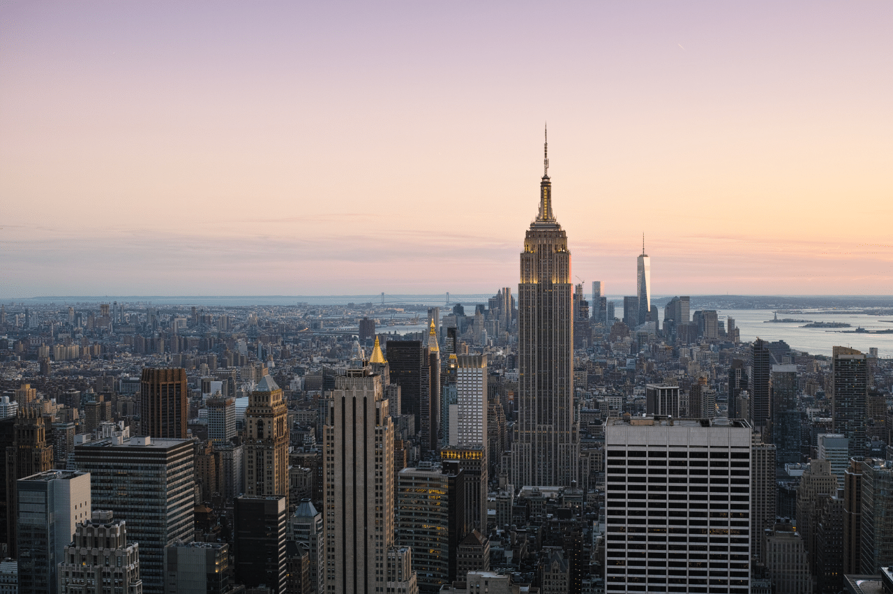 Empire state building in NYC at sunset