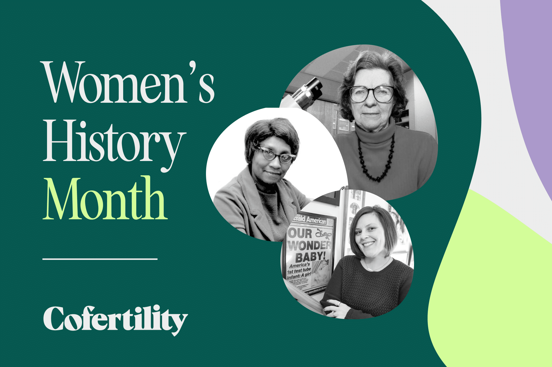 Collage of the women in this article on a light lime green background