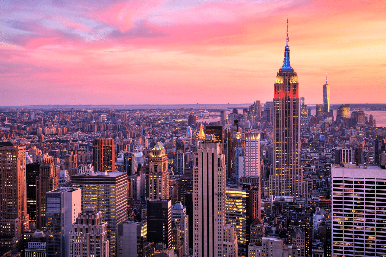 New York City midtown with Empire State Building at sunset